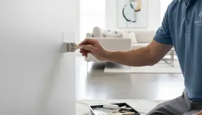 Fort Collins, CO painters applying paint touch-ups to fix scuffs and fading on a home wall